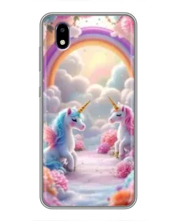 Чехол для ZTE Blade A3 (2020) с картинкой «Радуга и единороги»