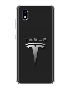 Чехол для ZTE Blade A3 (2020) с картинкой «Стальной логотип Tesla»