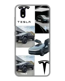 Чехол для ZTE Blade A3 (2020) с картинкой «Коллаж Cybertruck Tesla»