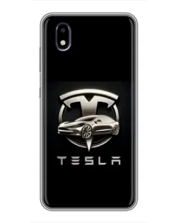 Чехол для ZTE Blade A3 (2020) с картинкой «Tesla — серебристое авто»