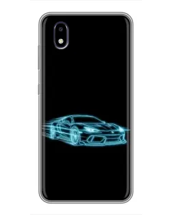 Чехол для ZTE Blade A3 (2020) с картинкой «Неоновый контур Lamborghini»