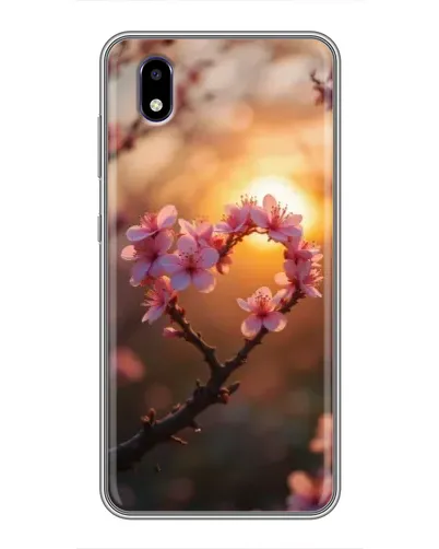 Чехол для ZTE Blade A3 (2020) с картинкой «Розовый цвет сердце на фоне заката»