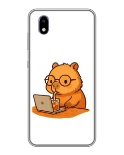 Чехол для ZTE Blade A3 (2020) с картинкой «Капибара с ноутбуком»