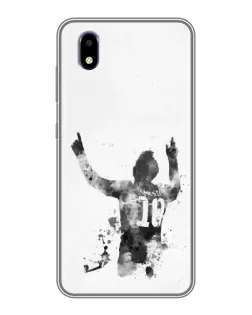 Чехол для ZTE Blade A3 (2020) с картинкой «Черно-белый силуэт Месси»