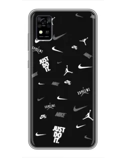 Чехол для ZTE Blade A31 с картинкой «Nike Black Pattern»