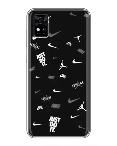 Чехол для ZTE Blade A31 с картинкой «Nike Black Pattern»
