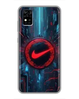 Чехол для ZTE Blade A31 с картинкой «Техногенный стиль Nike»