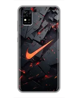 Чехол для ZTE Blade A31 с картинкой «Nike — эффект разломов»