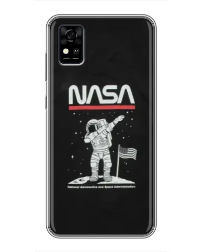 Чехол для ZTE Blade A31 с картинкой «NASA — шагаем по Луне»