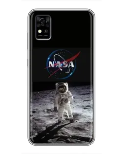 Чехол для ZTE Blade A31 с картинкой «Астронавт на Луне»