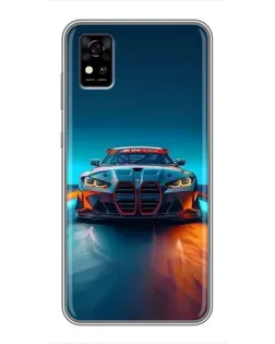 Чехол для ZTE Blade A31 с картинкой «BMW — огни неона»