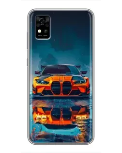 Чехол для ZTE Blade A31 с картинкой «BMW — золотая эмблема»