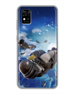 Чехол для ZTE Blade A31 с картинкой «Десант PUBG — прыжок»