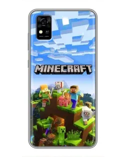 Чехол для ZTE Blade A31 с картинкой «Minecraft классический мир»