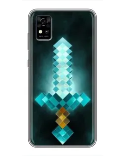 Чехол для ZTE Blade A31 с картинкой «Алмазный меч неон»