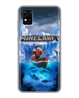 Чехол для ZTE Blade A31 с картинкой «Minecraft ледяной мир»