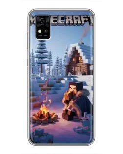 Чехол для ZTE Blade A31 с картинкой «Зимний Minecraft»