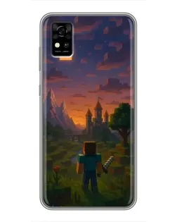Чехол для ZTE Blade A31 с картинкой «Стив у башни»