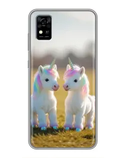 Чехол для ZTE Blade A31 с картинкой «Пара единорогов»