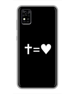 Чехол для ZTE Blade A31 с картинкой «Крест и Сердце»