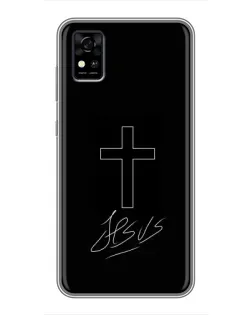 Чехол для ZTE Blade A31 с картинкой «Графический крест Jesus»