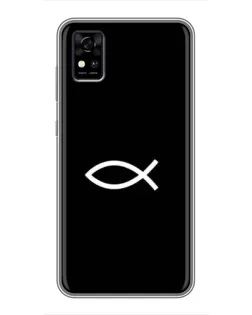Чехол для ZTE Blade A31 с картинкой «Символ рыбы Jesus»