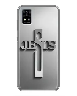 Чехол для ZTE Blade A31 с картинкой «Металлический крест Jesus»