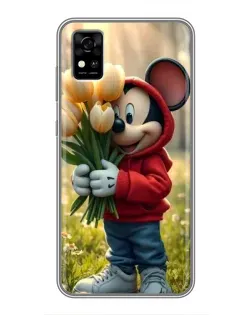 Чохол для ZTE Blade A31 з картинкою «Міккі з тюльпанами»
