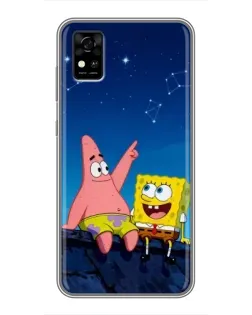 Чохол для ZTE Blade A31 з картинкою «Губка Боб та Патрік вночі»