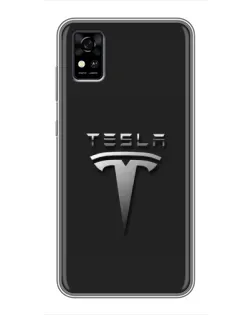 Чохол для ZTE Blade A31 з картинкою «Сталевий логотип Tesla»