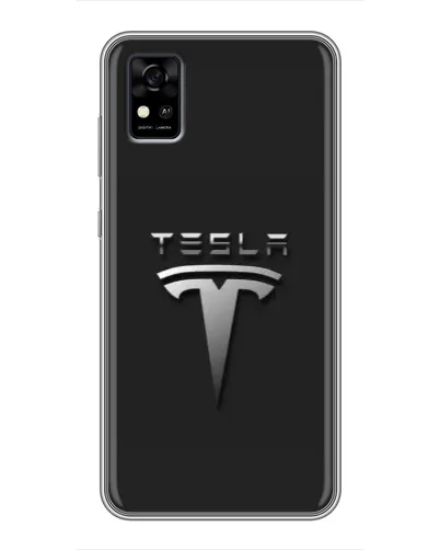 Чохол для ZTE Blade A31 з картинкою «Сталевий логотип Tesla»