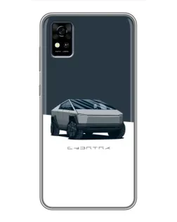 Чохол для ZTE Blade A31 з картинкою «Сріблястий Cybertruck Tesla»