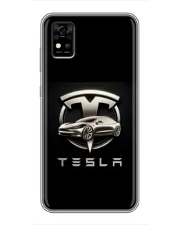 Чохол для ZTE Blade A31 з картинкою «Tesla — срібне авто»
