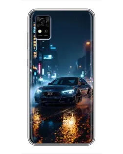 Чехол для ZTE Blade A31 с картинкой «Ночной город и Audi»