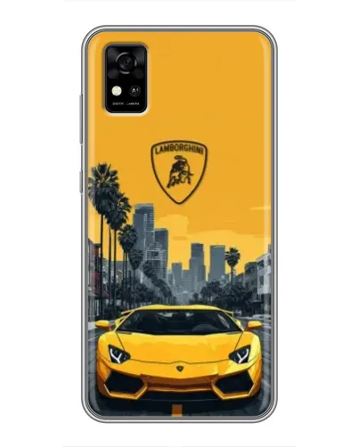 Чехол для ZTE Blade A31 с картинкой «Желтый Lamborghini город»