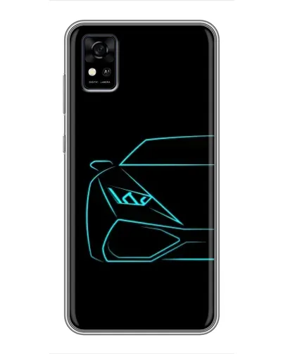 Чехол для ZTE Blade A31 с картинкой «Голубой силуэт Lamborghini»