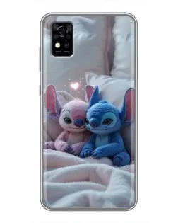Чехол для ZTE Blade A31 с картинкой «Плюшевые Стич Ангел»