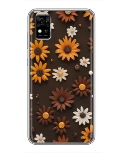 Чехол для ZTE Blade A31 с картинкой «Узор из маленьких подсолнухов»