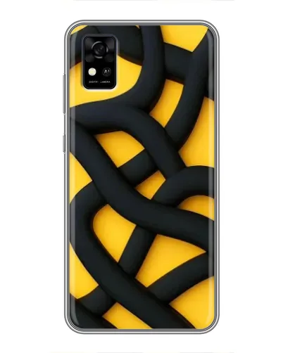 Чехол для ZTE Blade A31 с картинкой «Черное желтое переплетение»