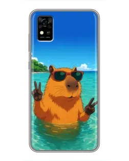 Чехол для ZTE Blade A31 с картинкой «Морская капибара»