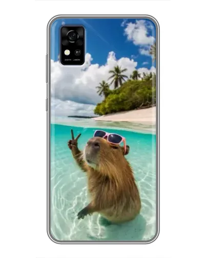 Чехол для ZTE Blade A31 с картинкой «Капибара на море»