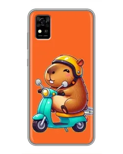 Чехол для ZTE Blade A31 с картинкой «Капибара на скутере»