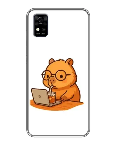 Чехол для ZTE Blade A31 с картинкой «Капибара с ноутбуком»