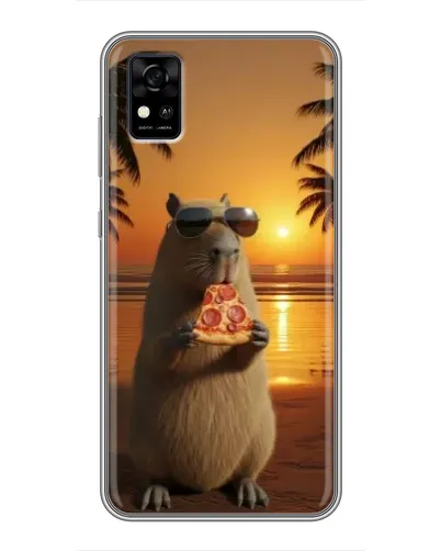 Чехол для ZTE Blade A31 с картинкой «Капибара с пиццей»