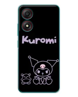 Чохол для ZTE Blade A34 з картинкою «Kuromi — чорний мінімалізм»