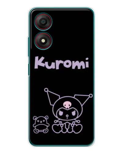 Чехол для ZTE Blade A34 с картинкой «Kuromi — черный минимализм»