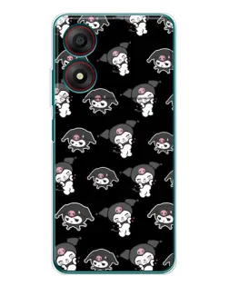 Чехол для ZTE Blade A34 с картинкой «Черный паттерн Kuromi»