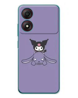 Чехол для ZTE Blade A34 с картинкой «Kuromi на лиловом фоне»