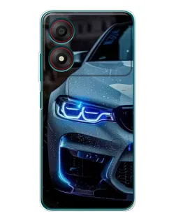 Чохол для ZTE Blade A34 з картинкою «Погляд BMW з синіми фарами»