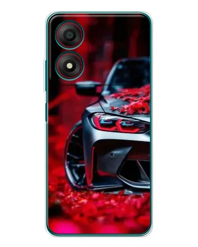 Чохол для ZTE Blade A34 з картинкою «Спортивна BMW та квіти»